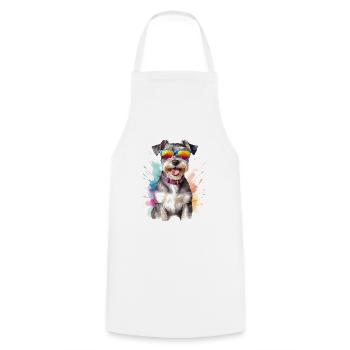 Zwergschnauzer Sonnenbrille Hund Lustig Tier Print - Kochschürze - Weiß - Vorne - AI Model Male 185 dark (185cm)