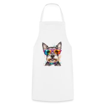 Zwergschnauzer Sonnenbrille Hund Lustig Tier Print - Kochschürze - Weiß - Vorne - AI Model Male 185 dark (185cm)