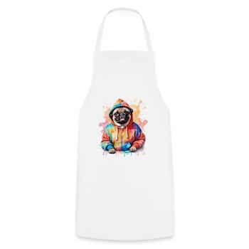 Mops Hoodie Hund Bunt Lustig Tier Design Print - Kochschürze - Weiß - Vorne - AI Model Male 185 dark (185cm)