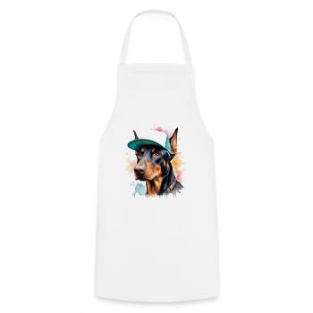 Doberman Snapback Cap Chien Drôle Design Imprimer - Tablier de cuisine - blanc - Devant - AI Model Male 185 dark (185cm)