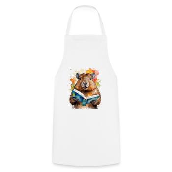 Capybara livre de lecture Capy Colorful Animal Design Print - Tablier de cuisine - blanc - Devant - AI Model Male 185 dark (185cm)