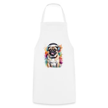 Carlin Casque Chien Coloré Drôle Animal Design Imprimer - Tablier de cuisine - blanc - Devant - AI Model Male 185 dark (185cm)