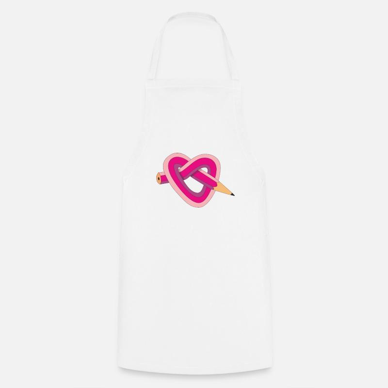 crayon coeur - Tablier de cuisine - blanc