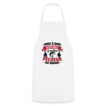 Le meilleur pêcheur du monde Cadeau pêcheur - Tablier de cuisine - blanc - Devant - AI Model Male 185 dark (185cm)