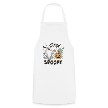 Halloween Restez fantôme effrayant - Tablier de cuisine - blanc - Devant - AI Model Male 185 dark (185cm)