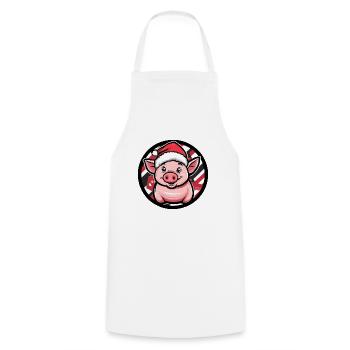 Pig Christmas Animal - Cooking Apron - white - Front - AI Model Male 185 dark (185cm)