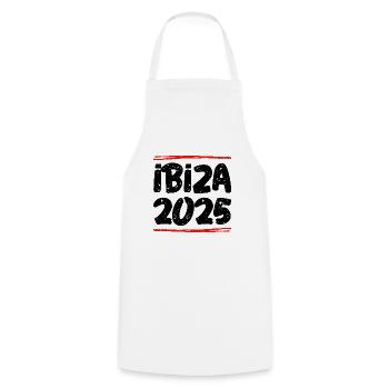 Ibiza 2025 Spruch - Kochschürze - Weiß - Vorne - AI Model Male 185 dark (185cm)
