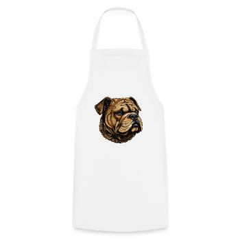 Bulldog Hund Portrait - Kochschürze - Weiß - Vorne - AI Model Male 185 dark (185cm)