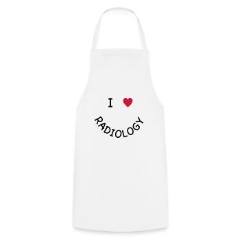 I love Radiology - Cooking Apron - white - Front - AI Model Male 185 dark (185cm)