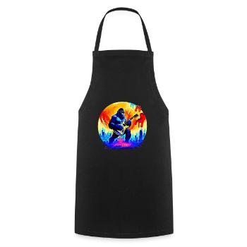 Gorilla joue de la guitare - Tablier de cuisine - noir - Devant - AI Model Male 185 dark (185cm)