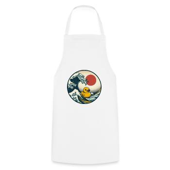 Japanese Duck - Cooking Apron - white - Front - AI Model Male 185 dark (185cm)