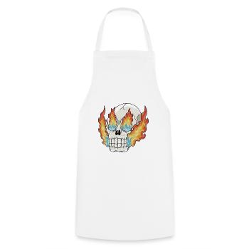 Crâne ardent - Tablier de cuisine - blanc - Devant - AI Model Male 185 dark (185cm)
