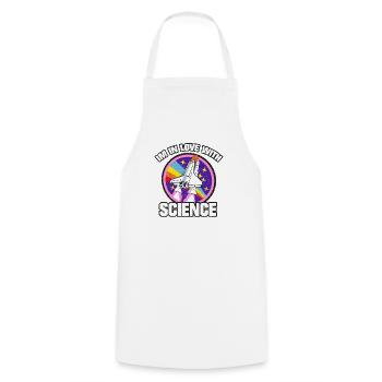 MÄDCHEN SCIENCE ROCKET LOVE REGENBOGEN RETRO SHIRT - Kochschürze - Weiß - Vorne - AI Model Male 185 dark (185cm)