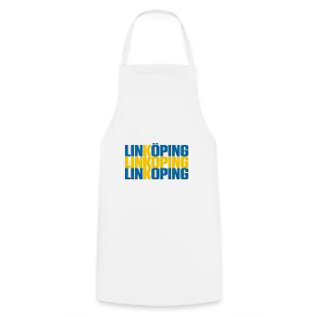 Linköping Sweden Flag - Cooking Apron - white - Front - AI Model Male 185 dark (185cm)