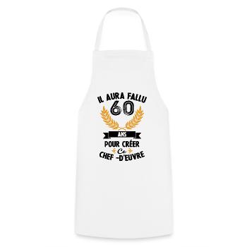 60 ans anniversaire 60 anniversaire cadeau 60 ans - Tablier de cuisine - blanc - Devant - AI Model Male 185 dark (185cm)