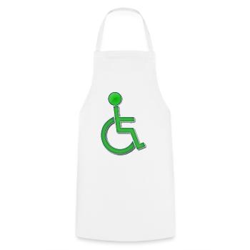Green wheelchair symbol # - Cooking Apron - white - Front - AI Model Male 185 dark (185cm)