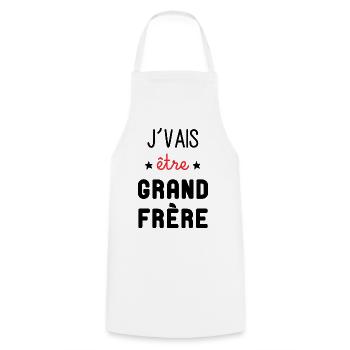J'vais être Grand Frère - Tablier de cuisine - blanc - Devant - AI Model Male 185 dark (185cm)