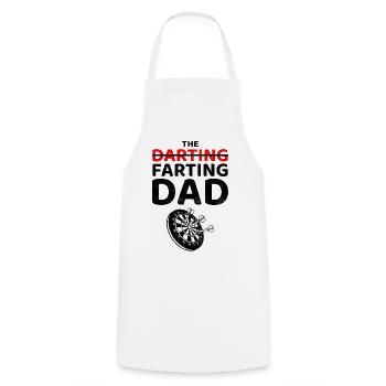 Darts Players Bullseye Fart Dad Fathers Day Funny - Cooking Apron - white - Front - AI Model Male 185 dark (185cm)