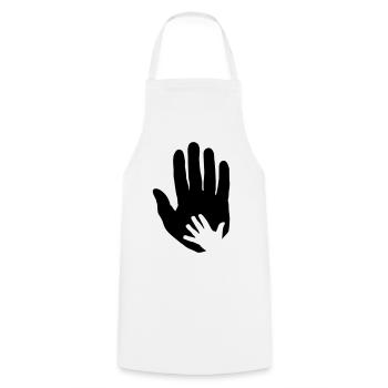 Baby, child hand in adult parent hand. - Cooking Apron - white - Front - AI Model Male 185 dark (185cm)