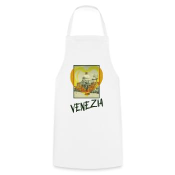Venice Italy City Skyline Heart Love Home - Cooking Apron - white - Front - AI Model Male 185 dark (185cm)