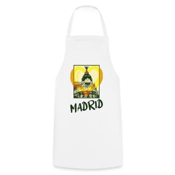 Madrid Spain City Skyline Heart Love Home - Cooking Apron - white - Front - AI Model Male 185 dark (185cm)