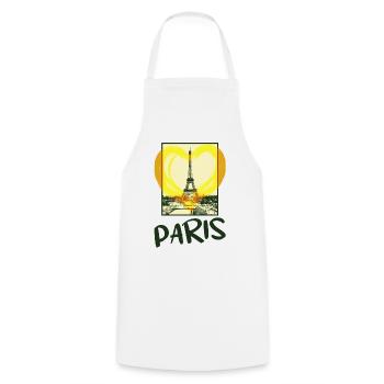 Paris France Ville Skyline Coeur Love Home - Tablier de cuisine - blanc - Devant - AI Model Male 185 dark (185cm)