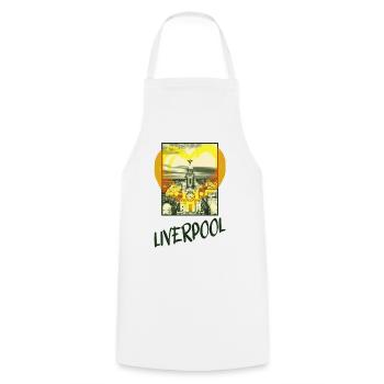 Liverpool Angleterre Ville Skyline Coeur Love Home - Tablier de cuisine - blanc - Devant - AI Model Male 185 dark (185cm)