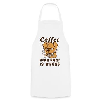 Un café parce que le meurtre n'est pas un chien - Tablier de cuisine - blanc - Devant - AI Model Male 185 dark (185cm)