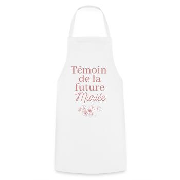 Témoin future Mariée. EVJF Enterrement célibataire - Tablier de cuisine - blanc - Devant - AI Model Male 185 dark (185cm)