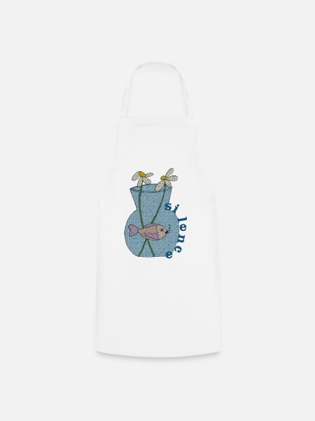 fisch im glas gewebe - Kochschürze - Weiß