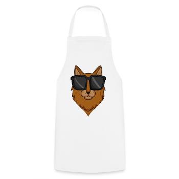 Cool cat with sunglasses - cat breed Somali - Cooking Apron - white - Front - AI Model Male 185 dark (185cm)