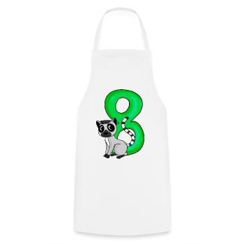 8 Birthday 8 years old with animal motif - eight - Cooking Apron - white - Front - AI Model Male 185 dark (185cm)