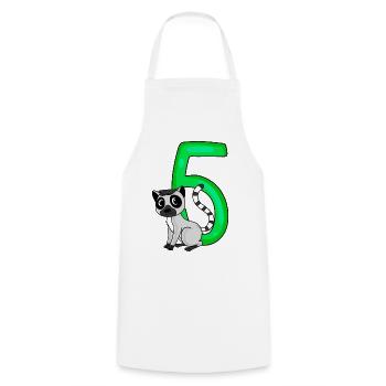 5 Birthday 5 years old with animal motif - five - Cooking Apron - white - Front - AI Model Male 185 dark (185cm)