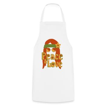 Peace and Love - Cooking Apron - white - Front - AI Model Male 185 dark (185cm)