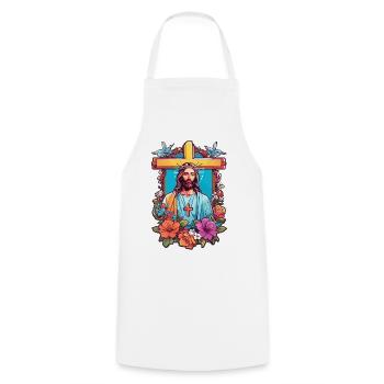 Jesus Christ - Cooking Apron - white - Front - AI Model Male 185 dark (185cm)
