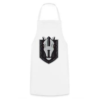 Ritterhelm Wappen Schild – Grafik - Kochschürze - Weiß - Vorne - AI Model Male 185 dark (185cm)
