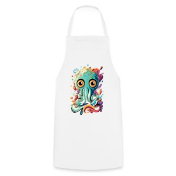 Octopus Squid - Bébé calmar Poulpe - Tablier de cuisine - blanc - Devant - AI Model Male 185 dark (185cm)