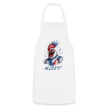 Football and Rugby, sport in blue, white and red colours - Cooking Apron - white - Front - AI Model Male 185 dark (185cm)