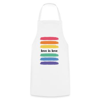 Mois de la fierté LGBT - Love is Love - Tablier de cuisine - blanc - Devant - AI Model Male 185 dark (185cm)