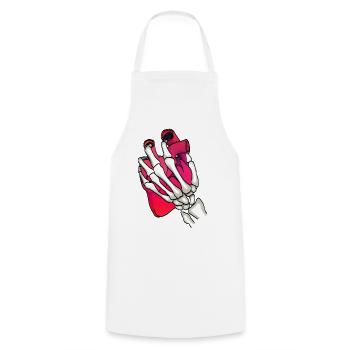Heart in skeleton hand - Cooking Apron - white - Front - AI Model Male 185 dark (185cm)