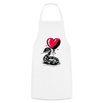 Schlange mit Herz Luftballon - Heartful Creatures - Kochschürze - Weiß - Vorne - AI Model Male 185 dark (185cm)