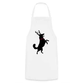 Chien avec des bois de renne - Funny Xmas Design - Tablier de cuisine - blanc - Devant - AI Model Male 185 dark (185cm)