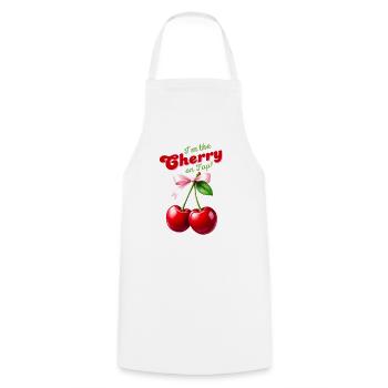 I'm the Cherry on Top - Kirschen mit rosa Schleife - Kochschürze - Weiß - Vorne - AI Model Male 185 dark (185cm)