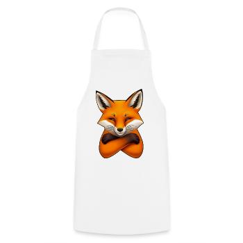 Fuchs Illustration – Minimalistisches Design - Kochschürze - Weiß - Vorne - AI Model Male 185 dark (185cm)