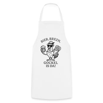 Rooster’s Here! - Funny Party in October Design - Cooking Apron - white - Front - AI Model Male 185 dark (185cm)