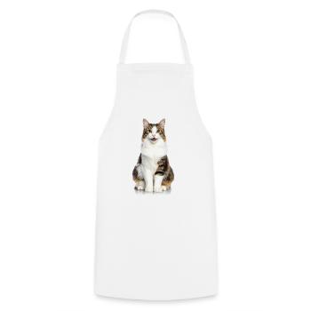 Fluffy Smiling Cat – Good Pet Edition - Cooking Apron - white - Front - AI Model Male 185 dark (185cm)