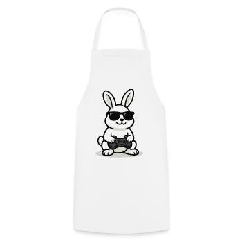 Lapin de jeu cool - Tablier de cuisine - blanc - Devant - AI Model Male 185 dark (185cm)