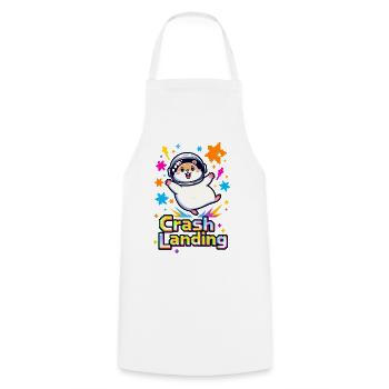 🐹 Hamster Astronaut in Crash Landing - Cooking Apron - white - Front - AI Model Male 185 dark (185cm)