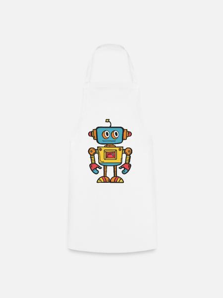 Niedlicher Retro-Roboter mit buntem Design - Kochschürze - Weiß