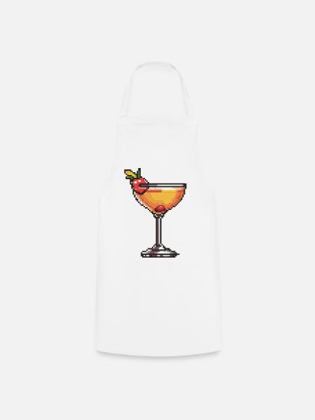 Pixel Cocktail Illustration - Kochschürze - Weiß